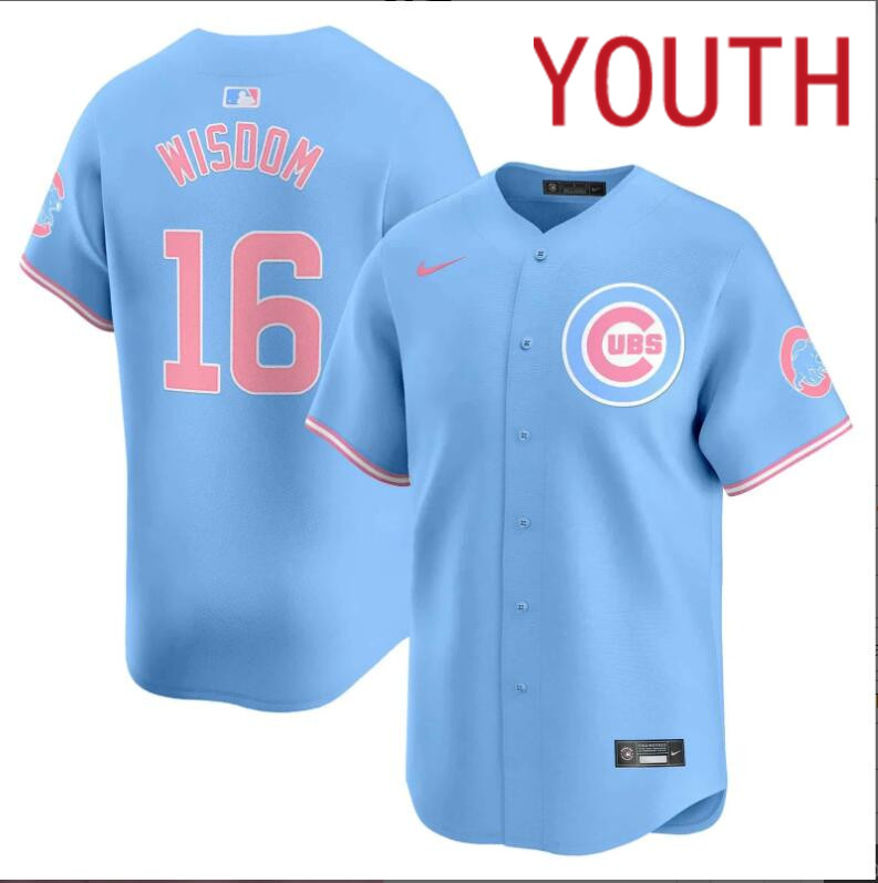 Youth Chicago Cubs 16 Wisdom blue 2024 Nike MLB jersey